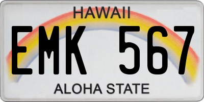 HI license plate EMK567