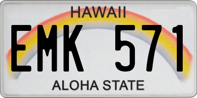 HI license plate EMK571