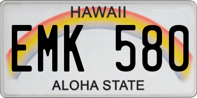 HI license plate EMK580