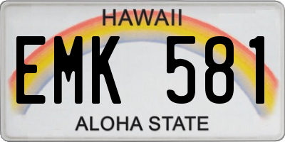 HI license plate EMK581