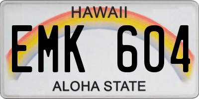 HI license plate EMK604