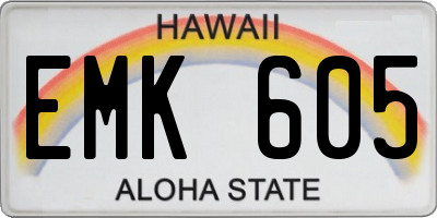 HI license plate EMK605