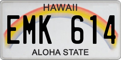 HI license plate EMK614