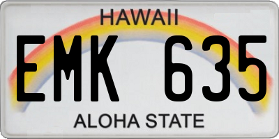 HI license plate EMK635
