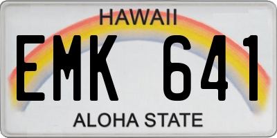 HI license plate EMK641