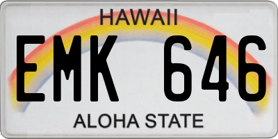 HI license plate EMK646