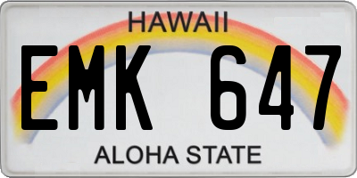 HI license plate EMK647