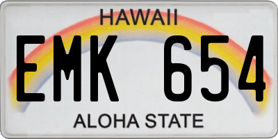 HI license plate EMK654