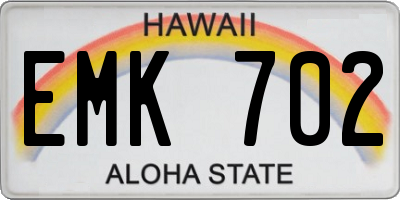 HI license plate EMK702