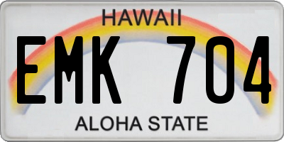HI license plate EMK704