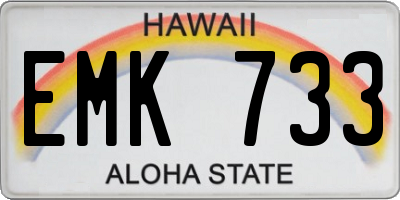 HI license plate EMK733