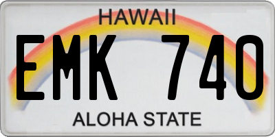 HI license plate EMK740