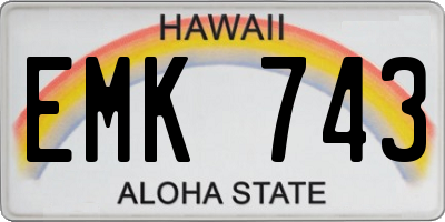 HI license plate EMK743