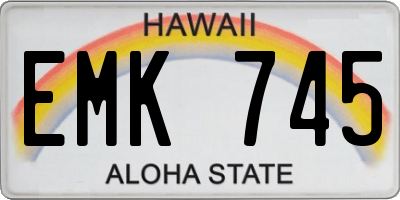 HI license plate EMK745