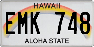 HI license plate EMK748