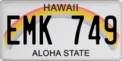 HI license plate EMK749