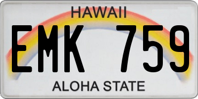 HI license plate EMK759