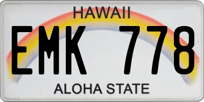 HI license plate EMK778