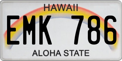 HI license plate EMK786