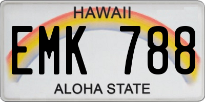 HI license plate EMK788