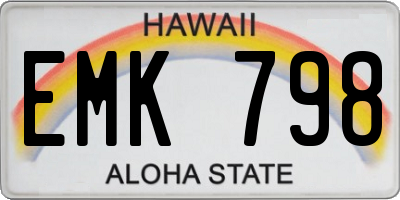 HI license plate EMK798