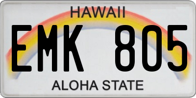 HI license plate EMK805