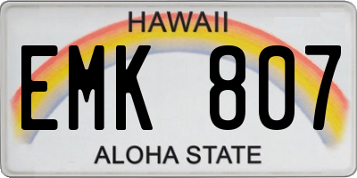 HI license plate EMK807