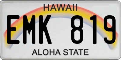 HI license plate EMK819