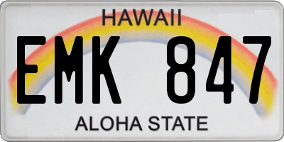 HI license plate EMK847
