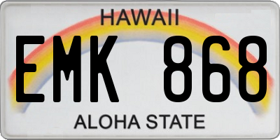 HI license plate EMK868