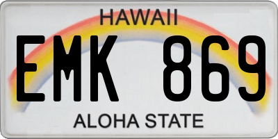 HI license plate EMK869