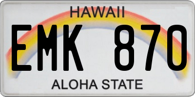 HI license plate EMK870