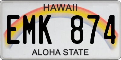 HI license plate EMK874