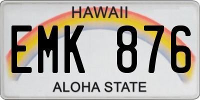 HI license plate EMK876