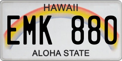 HI license plate EMK880