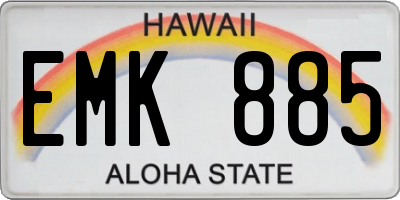 HI license plate EMK885
