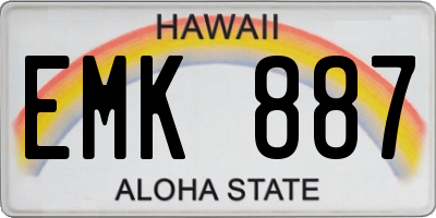 HI license plate EMK887
