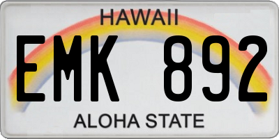 HI license plate EMK892