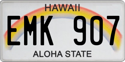 HI license plate EMK907