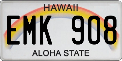 HI license plate EMK908