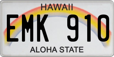 HI license plate EMK910