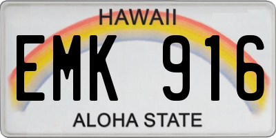 HI license plate EMK916