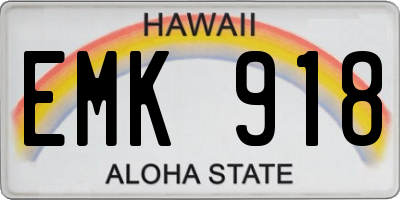 HI license plate EMK918