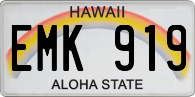 HI license plate EMK919