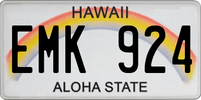 HI license plate EMK924