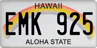 HI license plate EMK925