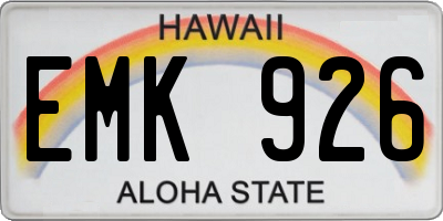 HI license plate EMK926