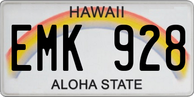 HI license plate EMK928