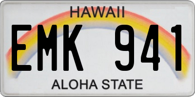 HI license plate EMK941