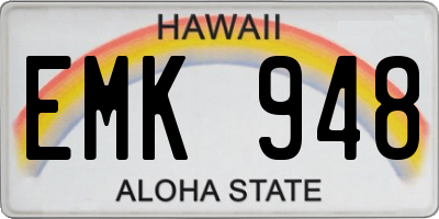 HI license plate EMK948